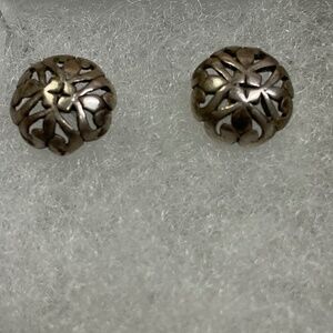 Sterling Silver Filigree Dome Stud Earrings. 3/8 inch diameter